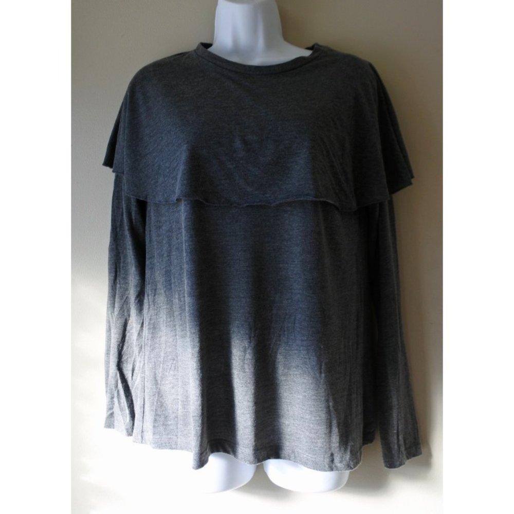 ZARA LS grey t-shirt wide collar size M